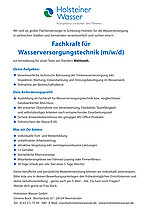 Fachkraft für Wasserversorgungstechnik (m/w/d) für die Holsteiner Wasser GmbH